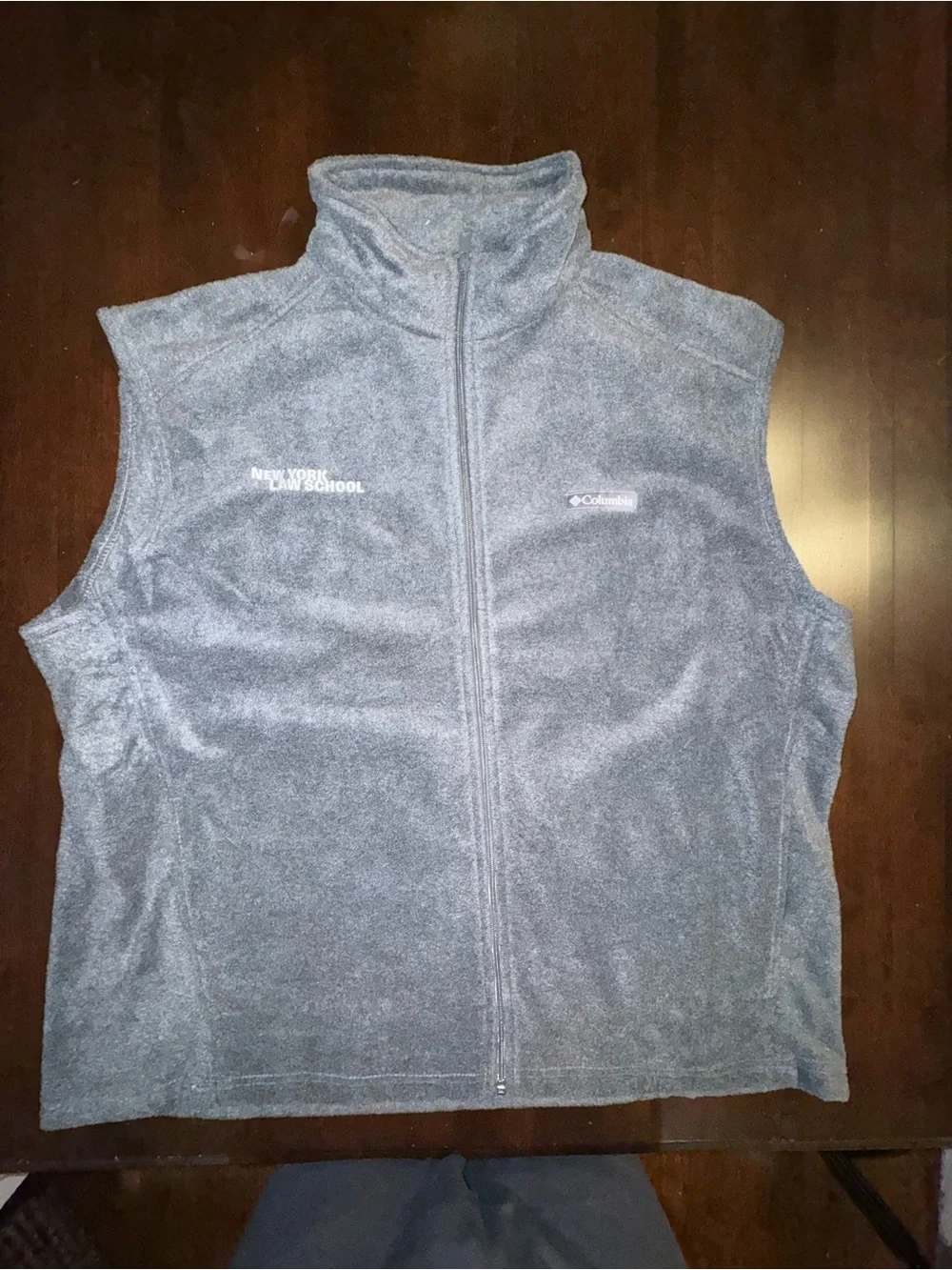NEW New York Law School Columbia Men's Dark Gray Full-Zip Fleece Vest